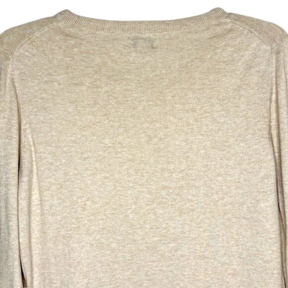 J. Crew Factory 100% Cotton Long Sleeved Teddie Sweater - Light Hthrd Khaki - M - Picture 6 of 9